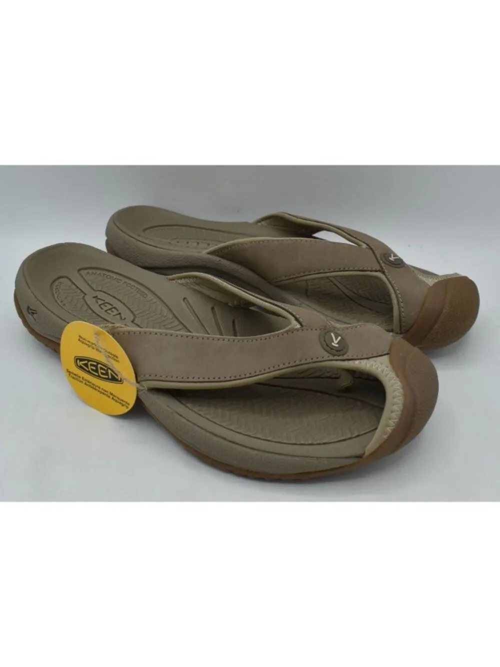 Keen Mens‎ Size 8 Waimea TG Toe Guard Brindle Birch Leather Flip Flops Sandals
